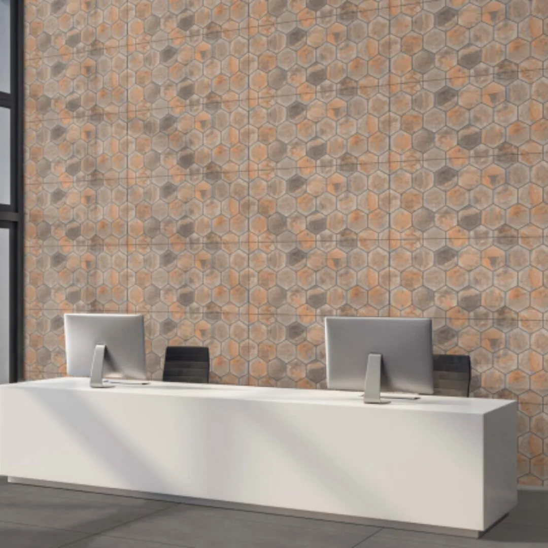 Italica PCR - Juniper Brown, geometric wall tile for bathroom